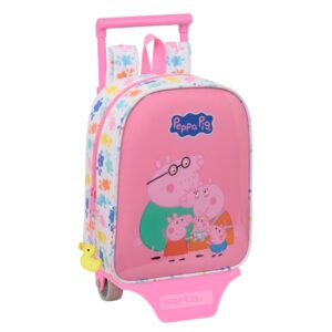safta peppa pig baby pig mochila con carro tarjeta id asa superior mochila extraible carro resistente 6l 220x100x270mm color rosa