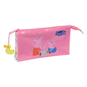 safta peppa pig baby pig portatodo 3 compartimentos con cremalleras bolsillo interior 0.6l 220x30x120mm color rosa