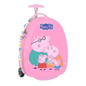 safta peppa pig baby pig maleta trolley infantil 16” interior forrado y bolsillo dos ruedas resistentes cintas con cierre de pvc materiales abs y pc 27.7l 280x230x430mm color rosa