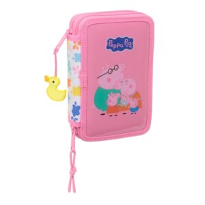 safta peppa pig baby pig plumier de 2 pisos 29 piezas 1l goma lapiz boligrafos sacapuntas 10 colores 14 rotuladores 125x40x195mm color rosa