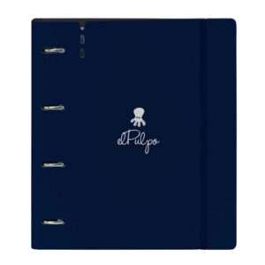 safta el pulpo carpeta con 4 anillas 35mm tapas de pp foam recambio 100 hojas cierre elastico ranura para boligrafo separadores internos 270x40x320mm color azul marino