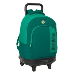 safta real betis balompie mochila con carro extraible bolsillo frontal portabotellas tirador doble hombreras acolchadas asa acolchada tarjeta id 330x220x450mm color verde