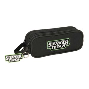 safta stranger things portatodo 2 compartimentos con cremalleras asa lateral 1l 210x60x80mm color negro