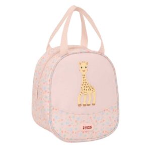 safta sophie la girafe joy neceser termo de 5.85l interior forrado en aluminio repelente al agua asa superior 190x140x220mm color rosa pastel