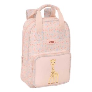 safta sophie la girafe joy mochila infantil bolsillo frontal tarjeta id hombreras acolchadas material reciclado resistente al agua 4.5 l 200x80x280mm color rosa pastel