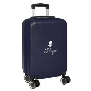 safta el pulpo maleta trolley de cabina 20” cierre con candado organizacion con panel cintas con cierre pvc mango extensible ajustable 40.1l 345x200x550mm color azul marino
