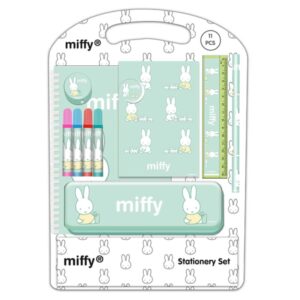 safta miffy buddy pack escolar con plumier metalico lapiz 4 rotuladores regla 15cm sacapuntas goma libreta a4 bloc de notas a6 270x30x375mm multicolor