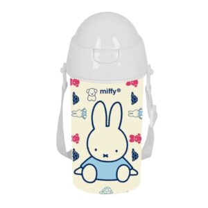 safta miffy buddy botella de 500ml pvc sin bpa pajita interior 73x73x195mm color beige