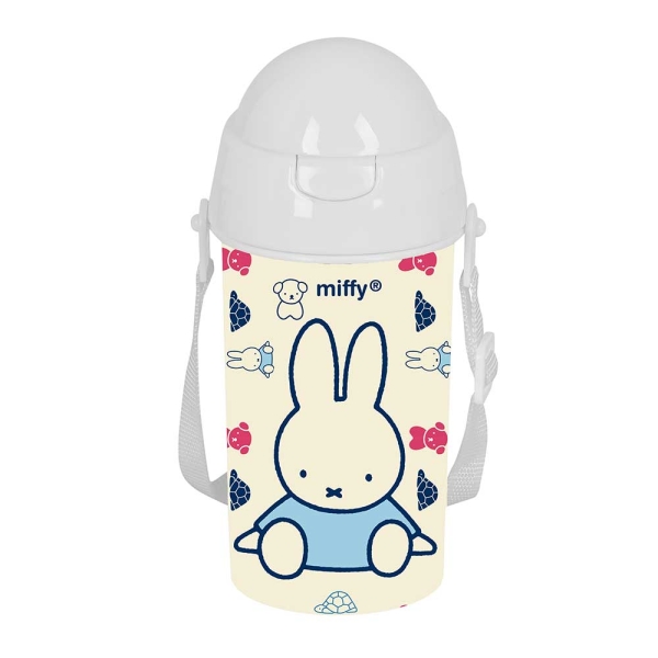 safta miffy buddy botella de 500ml pvc sin bpa pajita interior 73x73x195mm color beige