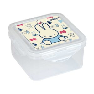 safta miffy buddy fiambrera de 1.27l pvc sin bpa cierre hermetico a presion 130x130x75mm color transparente