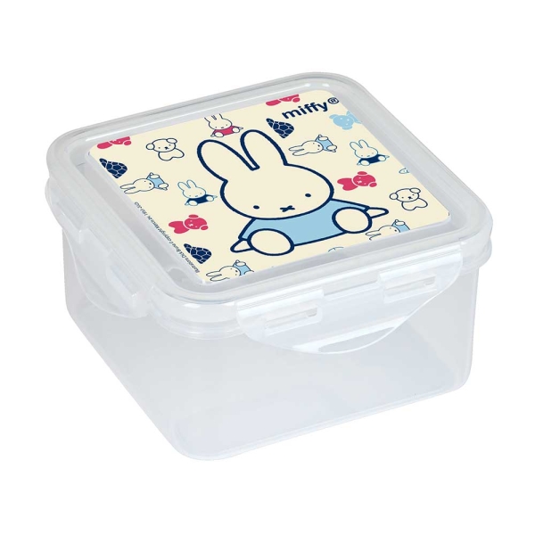 safta miffy buddy fiambrera de 1.27l pvc sin bpa cierre hermetico a presion 130x130x75mm color transparente
