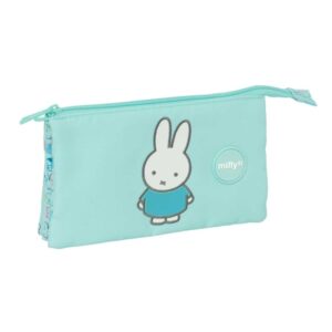 safta miffy friends portatodo 3 compartimentos con cremalleras bolsillo interior resistente al agua material reciclado 0.6l 220x30x120mm color azul claro