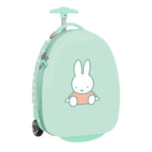 safta miffy friends maleta trolley infantil 16” interior con bolsillo ruedas suaves cintas con cierre pvc material resistente y ligero 27.7l 280x230x430mm color azul claro
