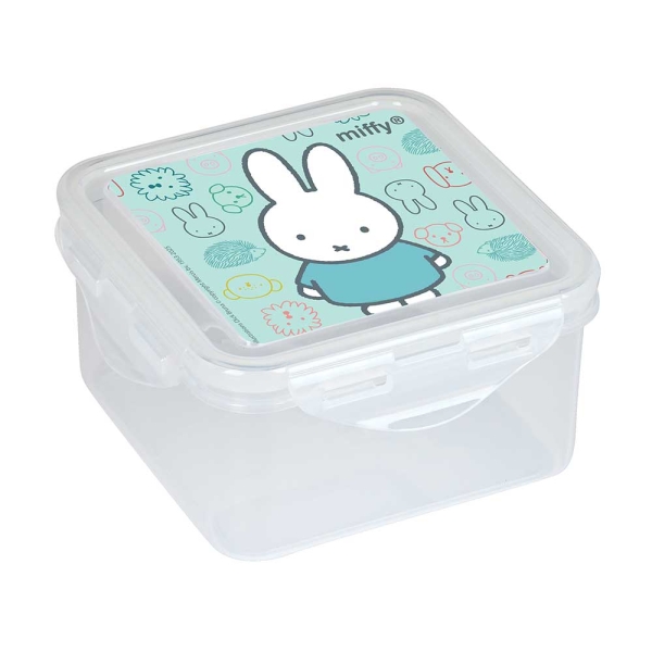safta miffy friends fiambrera de 1.27l pvc sin bpa cierre hermetico a presion 130x130x75mm color transparente