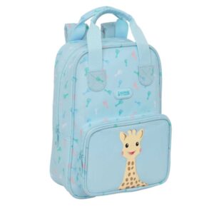 safta sophie la girafe dreams mochila infantil bolsillo frontal tarjeta id hombreras acolchadas material reciclado resistente al agua 4.5l 200x80x280mm color azul claro