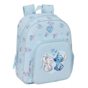 safta stitch mochila infantil adaptable a carro portabotellas hombreras ergonomicas bolsillo frontal asa superior 10l 280x100x340mm color azul claro
