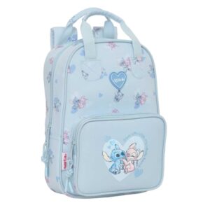 safta stitch mochila infantil bolsillo frontal tarjeta id hombreras acolchadas asa forrada 4.5l 200x80x280mm color azul claro