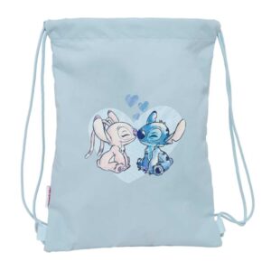 safta stitch saco plano bolsillo con cremallera cierre con cordones 3l materiales de alta calidad 260x10x340mm color azul claro