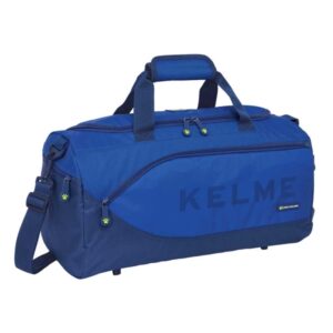 safta kelme blue bolsa de deporte bandolera ajustable cremallera doble bolsillo frontal bolsillo lateral interior semirigido tacos en la base asa forrada 500x250x250mm color azul