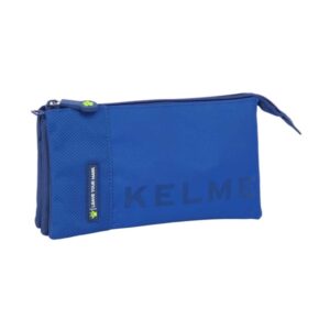 safta kelme blue portatodo 3 compartimentos con cremalleras bolsillo interior 0.6l 220x30x120mm color azul
