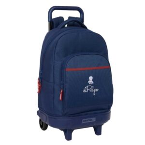 safta el pulpo mochila con carro extraible bolsillo frontal portabotellas tirador doble hombreras acolchadas asa acolchada tarjeta id 33l 330x220x450mm color azul marino