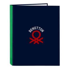 safta benetton together carpeta con 4 anillas 25mm tapas duras forradas formato folio resistente 265x40x330mm color azul marino
