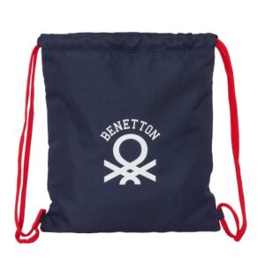safta benetton together saco plano bolsillo con cremallera cierre con cordones 5l compacto y ligero 350x10x400mm color azul marino