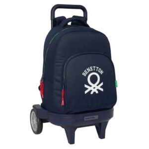 safta benetton together mochila con carro bolsillo frontal ruedas antivibracion hombreras acolchadas asa acolchada tarjeta id base reforzada 330x220x450mm color azul marino