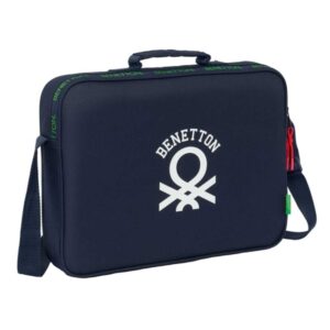 safta benetton together maletin con cremallera bandolera ajustable asa forrada doble tirador fondo semirigido 6l 380x60x280mm color azul marino