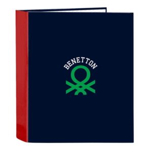 safta benetton together carpeta con 4 anillas 40mm tapas duras forradas formato folio 270x60x330mm color azul marino