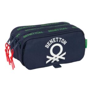 safta benetton together portatodo 3 compartimentos con cremalleras bolsillo frontal cinta adaptable 1.72l 215x80x100mm color azul marino