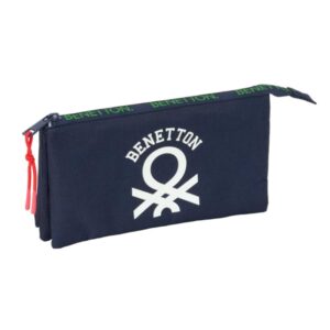 safta benetton together portatodo 3 compartimentos con cremalleras bolsillo interior 0.6l 220x30x120mm color azul marino