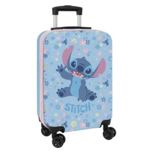 safta stitch happy maleta trolley de cabina 20” cierre con candado bolsillo de red panel con cremallera cintas con pvc asa de pvc flexible 40.1 l 345x200x550mm color azul
