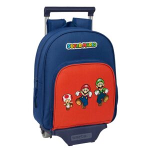 safta super mario mamma mia mochila con carro portabotellas hombreras acolchadas mochila extraible carro resistente 10l 280x100x340mm color rojo y azul