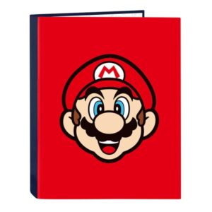 safta super mario mamma mia carpeta con 4 anillas 25mm tapas duras forradas formato folio 265x40x330mm color rojo