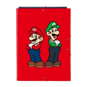 safta super mario mamma mia carpeta con 3 solapas tapas duras forradas formato folio cierre con gomas 260x25x335mm color rojo