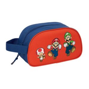 safta super mario mamma mia neceser de 5l cremallera asa lateral adapatable a carro 260x120x150mm color rojo y azul