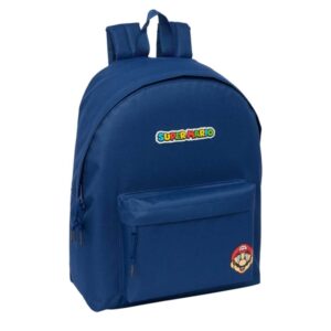 safta super mario mamma mia mochila bolsillo frontal hombreras acolchadas espalda acolchada tirador doble asa superior 20.80l 330x150x420mm color azul marino