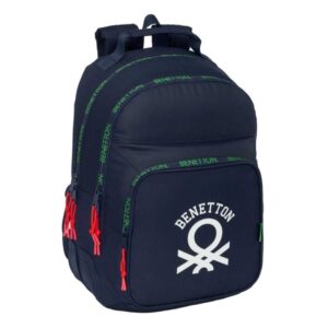 safta benetton together mochila con 2 compartimentos antirozaduras adaptable a carro portabotellas tirador doble hombreras ergonomicas 20l 320x150x420mm color azul marino