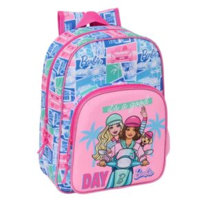 safta barbie mochila infantil adaptable a carro portabotellas hombreras ergonomicas bolsillo frontal 10l 260x110x340mm color rosa