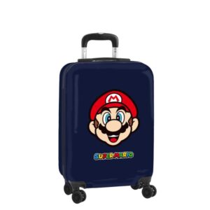 safta super mario mamma mia maleta trolley de cabina 20” cierre con candado interior forrado organizacion interna ruedas giratorias 40l 345x200x550mm color azul marino