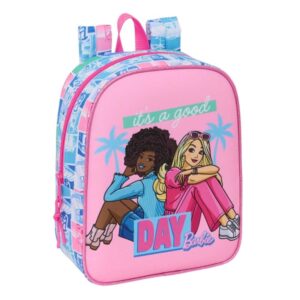 safta barbie mochila guarderia adaptable a carro cremallera tarjeta de identificacion asa superior 6l 220x100x270mm color rosa