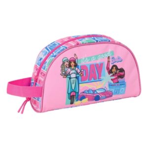 safta barbie neceser de 3.75l cremallera asa lateral adapatable a carro bolsillo interior 260x90x160mm color rosa