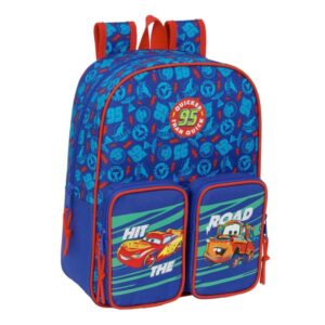 safta cars mochila infantil adaptable a carro portabotellas hombreras ergonomicas bolsillo frontal asa de mano superior 9l 270x100x330mm color azul