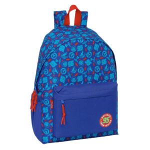safta cars mochila para portatil hasta 14.1" interior acolchado bolsillo frontal bolsillo portabotellas tirador doble hombreras ergonomicas asa superior 310x130x430mm color azul
