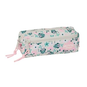 safta minnie mouse minty portatodo 3 compartimentos con cremalleras goma elastica 0.98l 220x60x85mm color rosa pastel