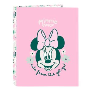 safta minnie mouse minty carpeta con 4 anillas 25mm tapas duras forradas formato folio resistente y elegante 265x40x330mm color rosa pastel