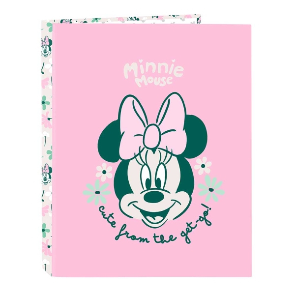 safta minnie mouse minty carpeta con 4 anillas 25mm tapas duras forradas formato folio resistente y elegante 265x40x330mm color rosa pastel