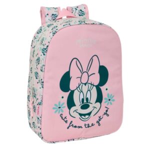 safta minnie mouse minty mochila infantil portabotellas hombreras acolchadas bolsillo frontal 10l 260x110x340mm color rosa pastel