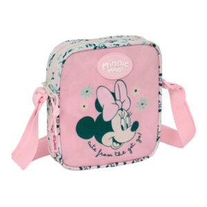 safta minnie mouse minty bolsito con bandolera 1l facil de llevar 160x40x180mm color rosa pastel